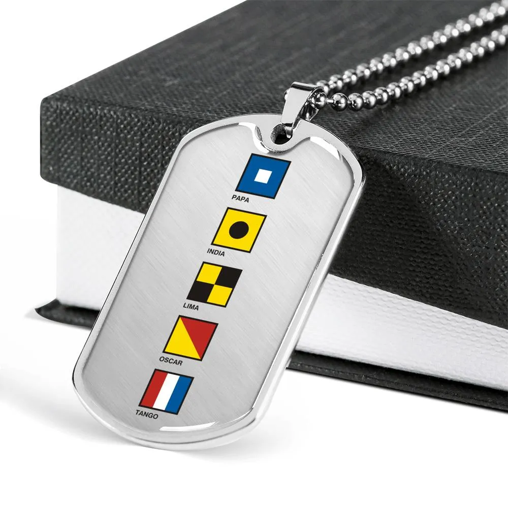 Pilot Spelled Out In Signal Flags Dog Tag, Pilot's Necklace, Dog Tag Necklace, Ultralight Pilot Jewelry