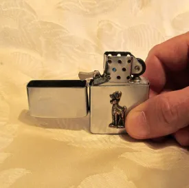 Silver Flip Top Pocket Lighter 1950s Windguard Lighter Working Windproof Copper Deer