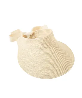 Straw Visor With Ribbon Tie