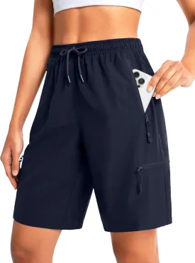 Women's 9" Hiking Shorts Lightweight Stretch Quick Dry Athletic Casual Bermuda Shorts for Women